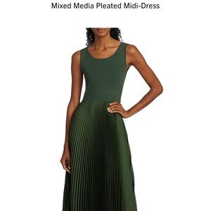 Saks pleated green dress